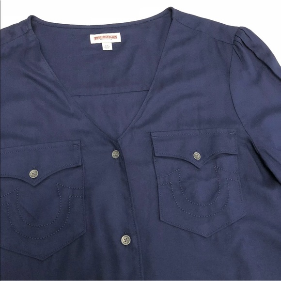 True Religion Western Button Front Shirt V-Neck - Picture 2 of 7